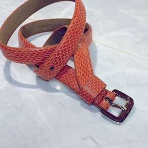 Banana Republic orange snakeskin embossed belt  3/4” wide size 29/30